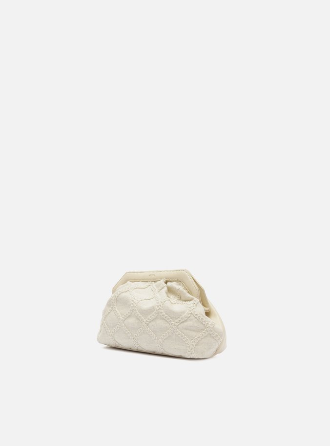 Clutch Off-White Linho Pequena Bordado