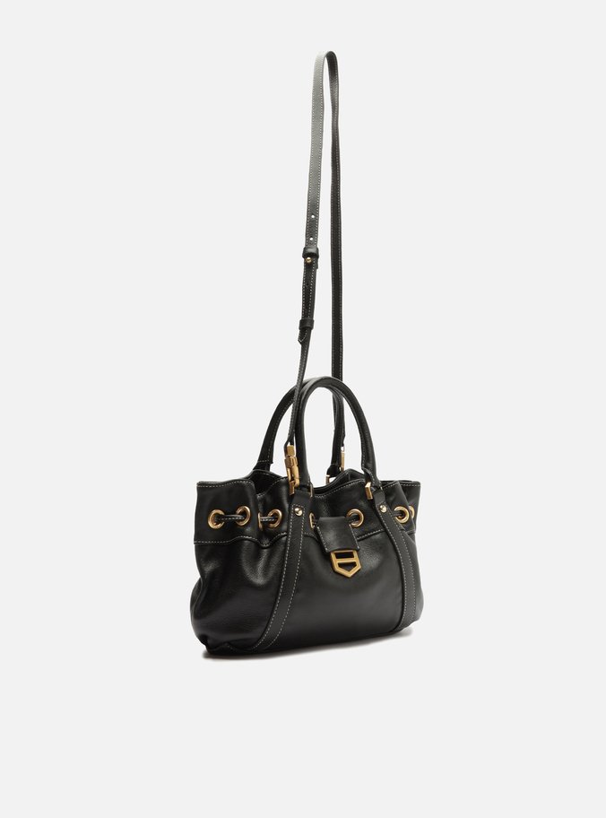 Bolsa Tote Preta Couro Alicia Pequena
