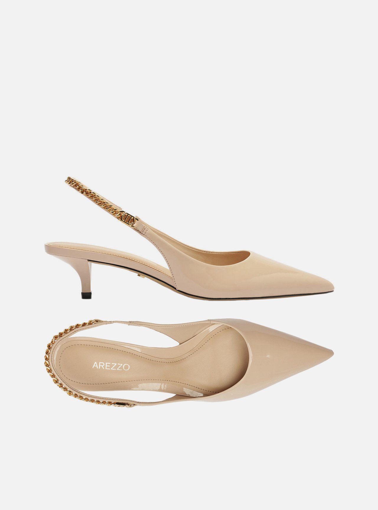 Scarpin Branco Salto Kitten Slingback Corrente — foto 5