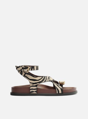 Sandália Papete Animal Print Metal Bold