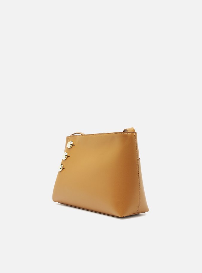 Bolsa Tiracolo Marrom Pequena Detalhe Metais