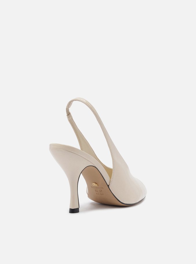 Peep Toe Branco Verniz Salto Alto Slingback