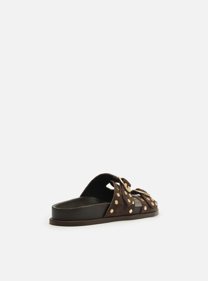 Papete Marrom Suede Rebites Fivelas