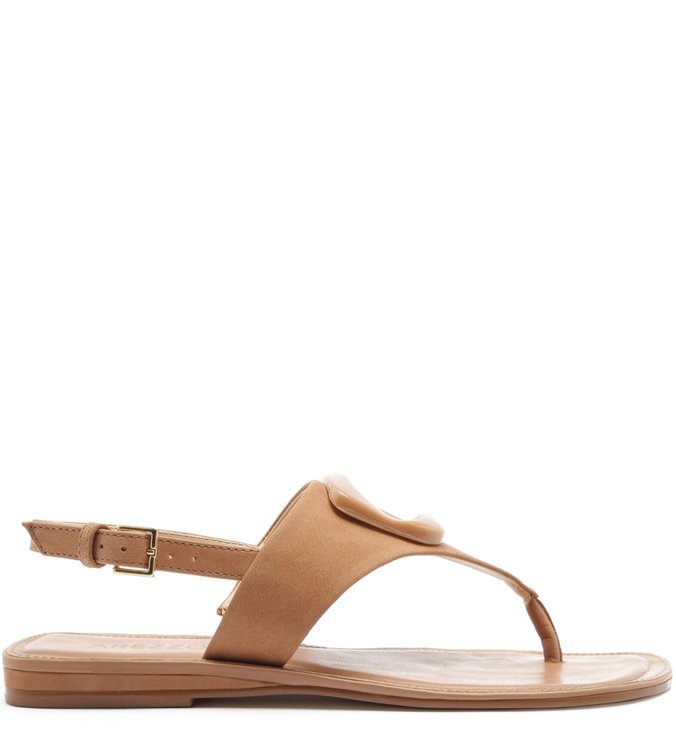 Sandália Rasteira Nobuck Fivela Soft Avelã