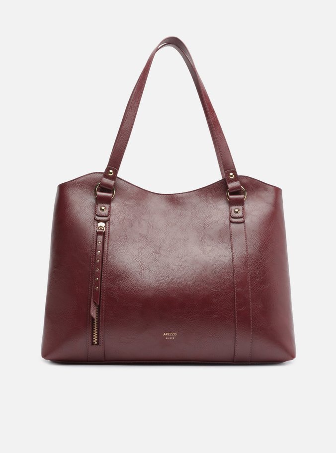 Bolsa Shopping Bordô Grande Bolso Frontal Zíper
