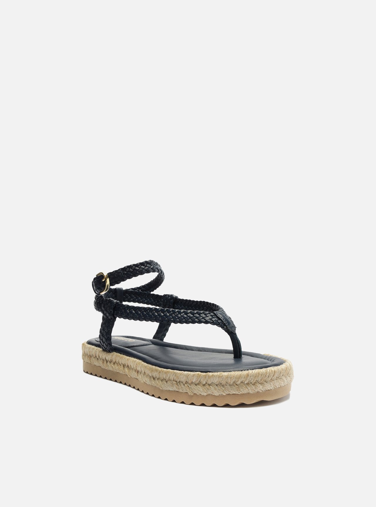 Sandália Rasteira Azul Flatform Palha — foto 2