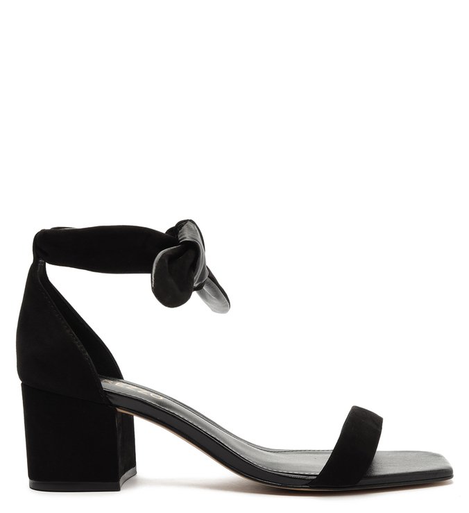 Sandália Preta Nobuck Bloco Médio Lace Up Iza