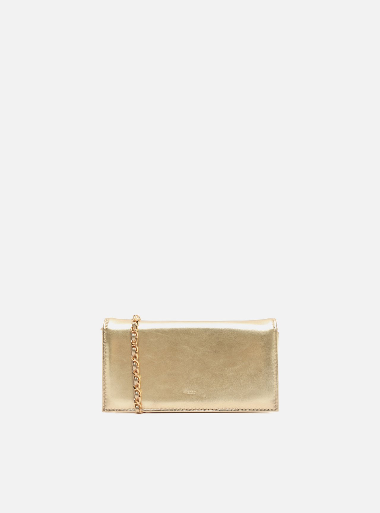Bolsa Clutch Dourada Couro Pequena Corrente — foto 3