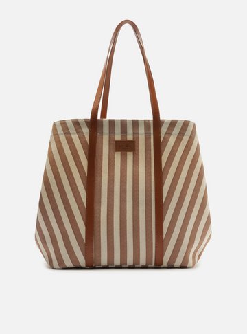Bolsa Shopping Grande Marrom Listras