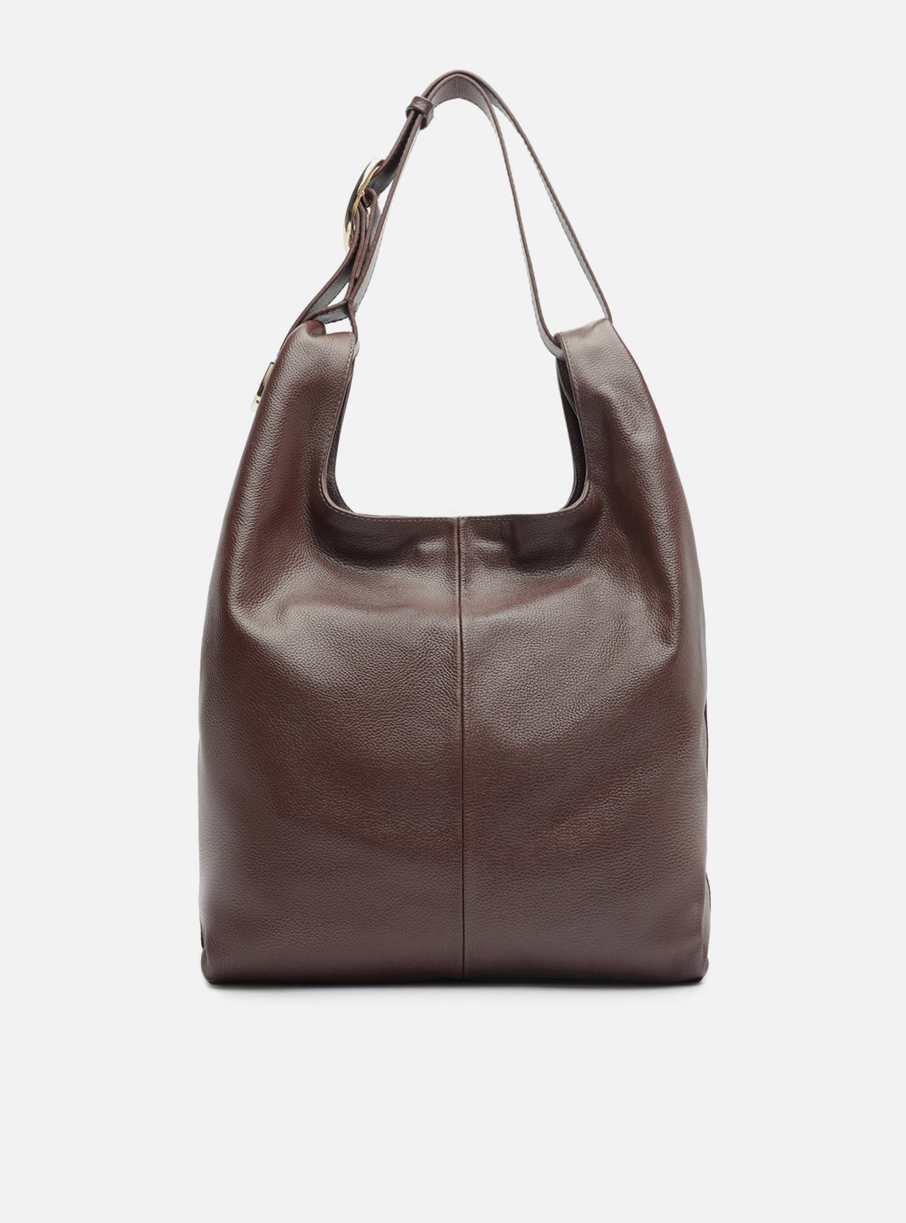 Bolsa Hobo Marrom Couro Média — foto 3