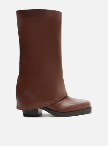 Bota Marrom Couro Cano Médio Montaria Capa