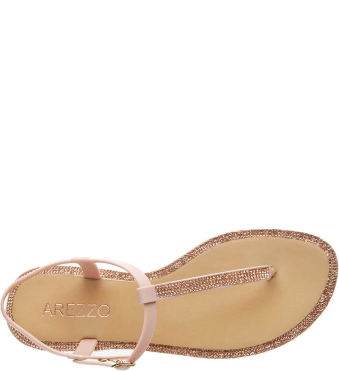 Sandália Rasteira Strass Pelle
