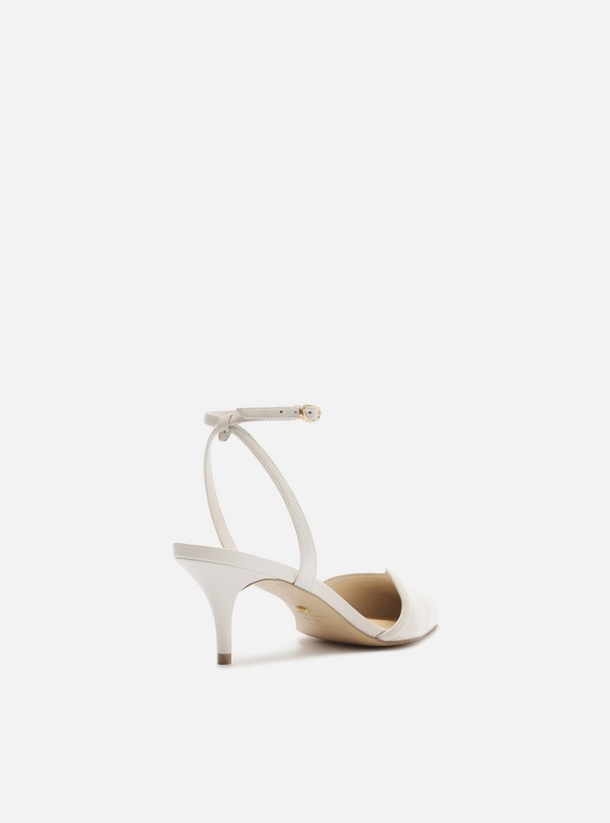 Scarpin Branco Couro Salto Kitten Recorte Curvo