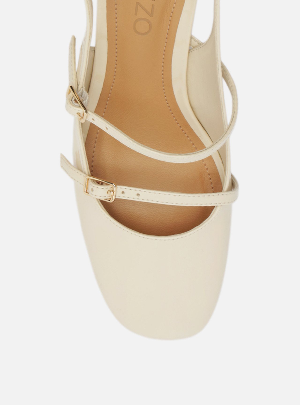 Scarpin Off White Verniz Salto Bloco Tiras Slingback — foto 5
