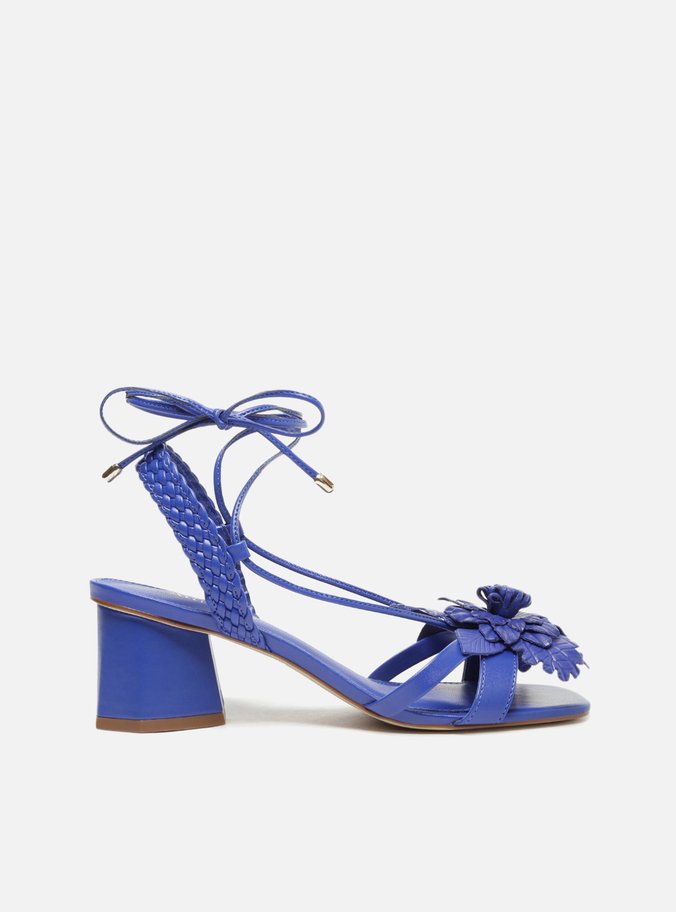 Sandália Azul Salto Bloco Frida