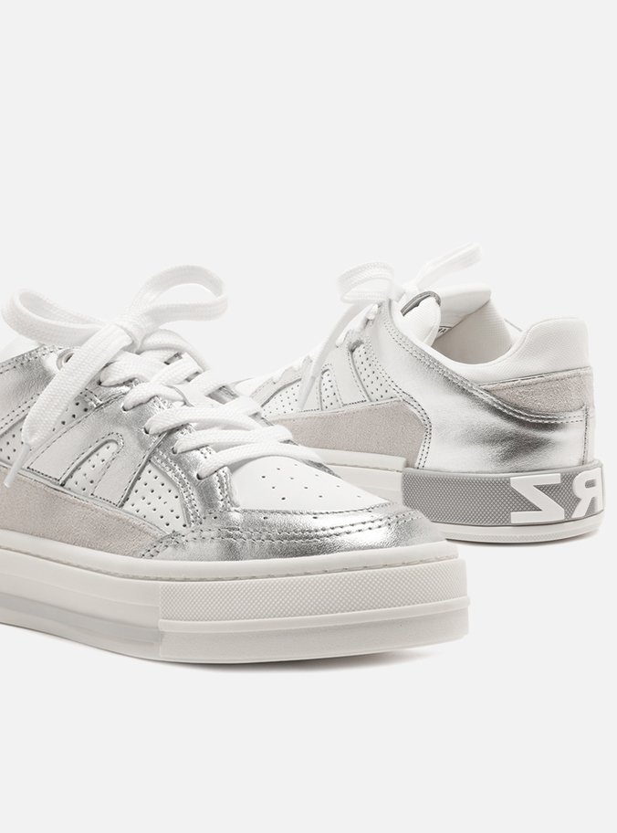 Tênis Prata Multimaterial Flatform Recortes