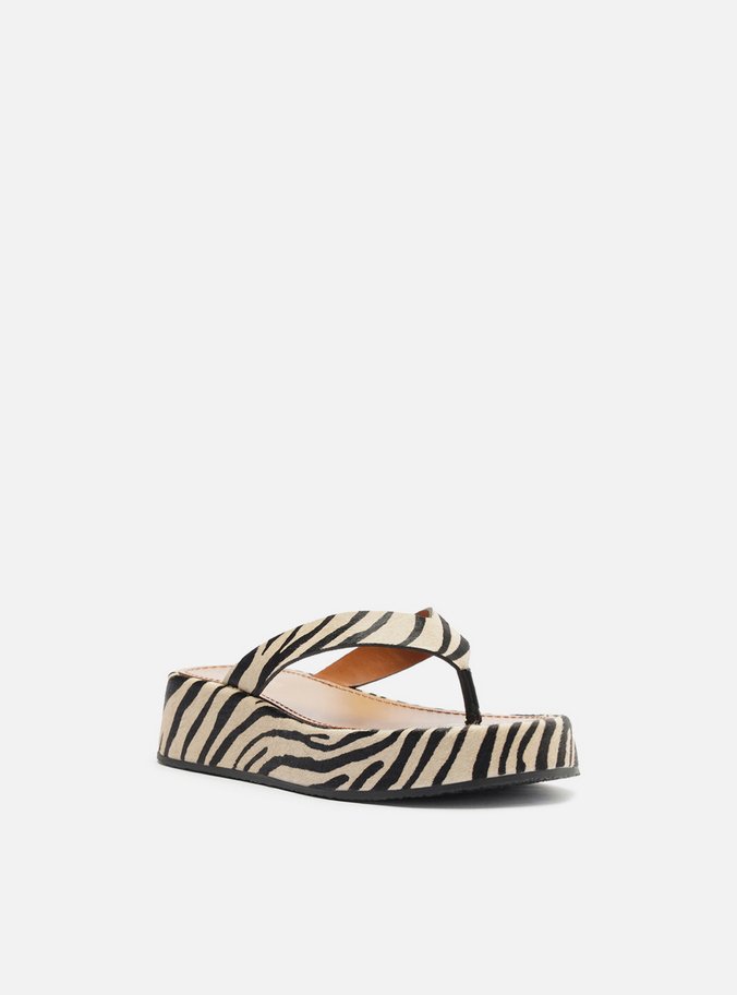 Tamanco Animal Print Flatform Thong