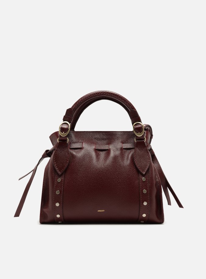 Bolsa Tote Vermelha Couro Média Rebites