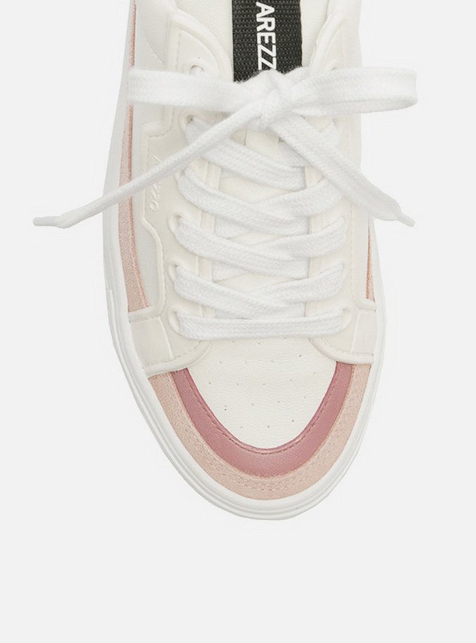 Tênis Branco Flatform Amarração Rosa