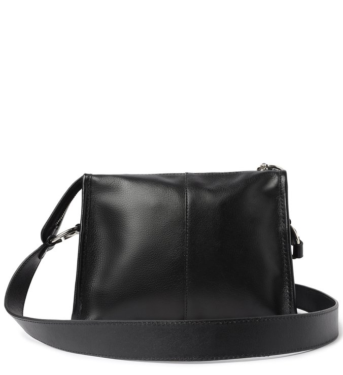 Bolsa Tiracolo Preta Couro Tressê Adriana