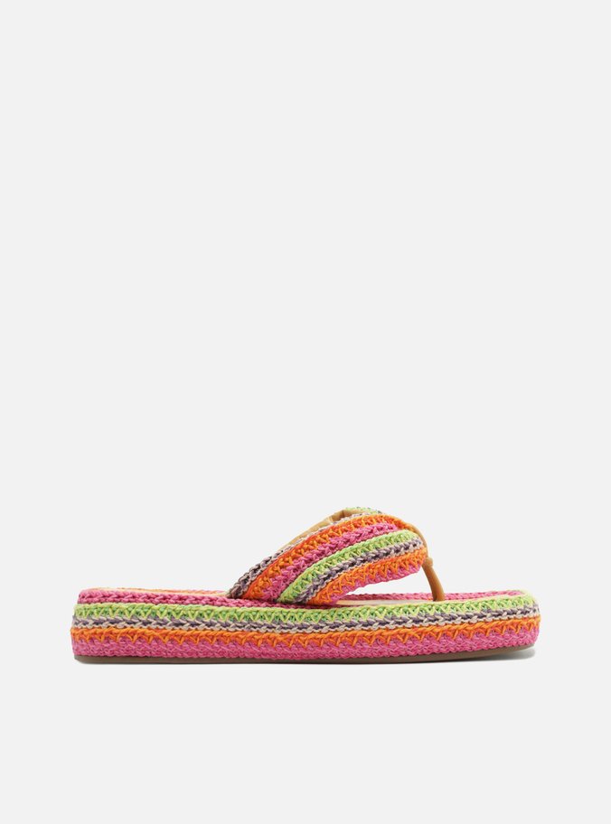 Sandália Colorida Crochê Flatform Flip Flop
