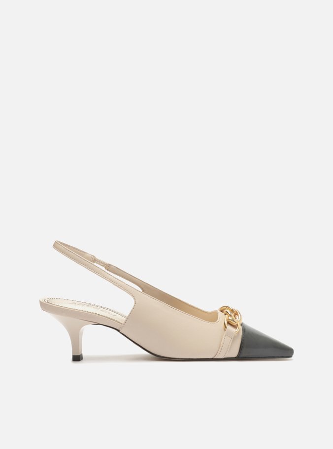 Scarpin Off White Verniz Kitten Slingback Metais