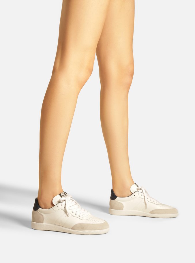 Tênis Branco Couro Amarração Marinho