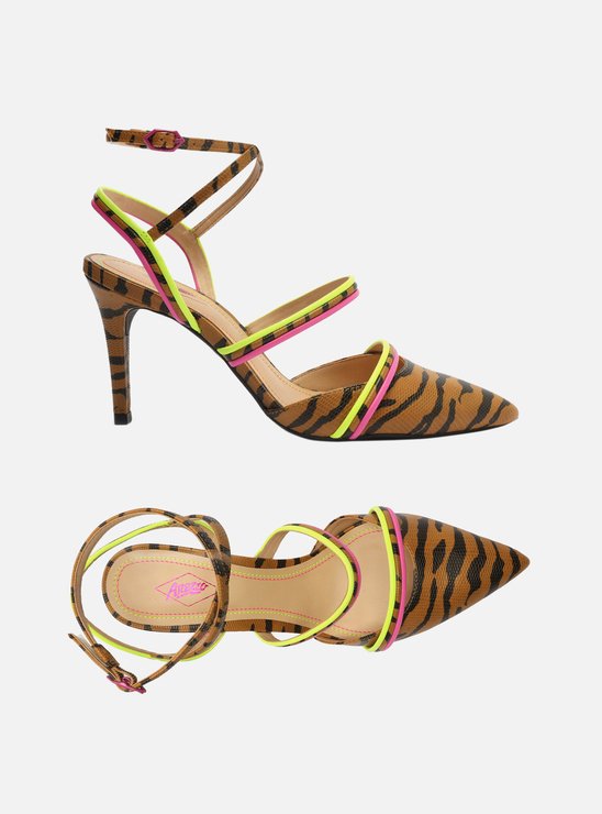 Scarpin Animal Print Salto Fino Tiras