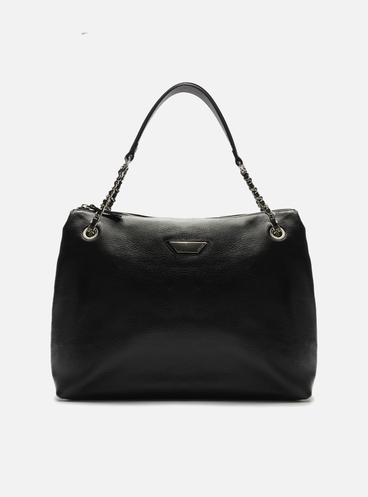 Bolsa Shopping Preta Couro Grande Metal — foto 1