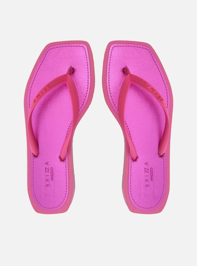 Chinelo de Dedo Pink Square Palmilha Metalizada