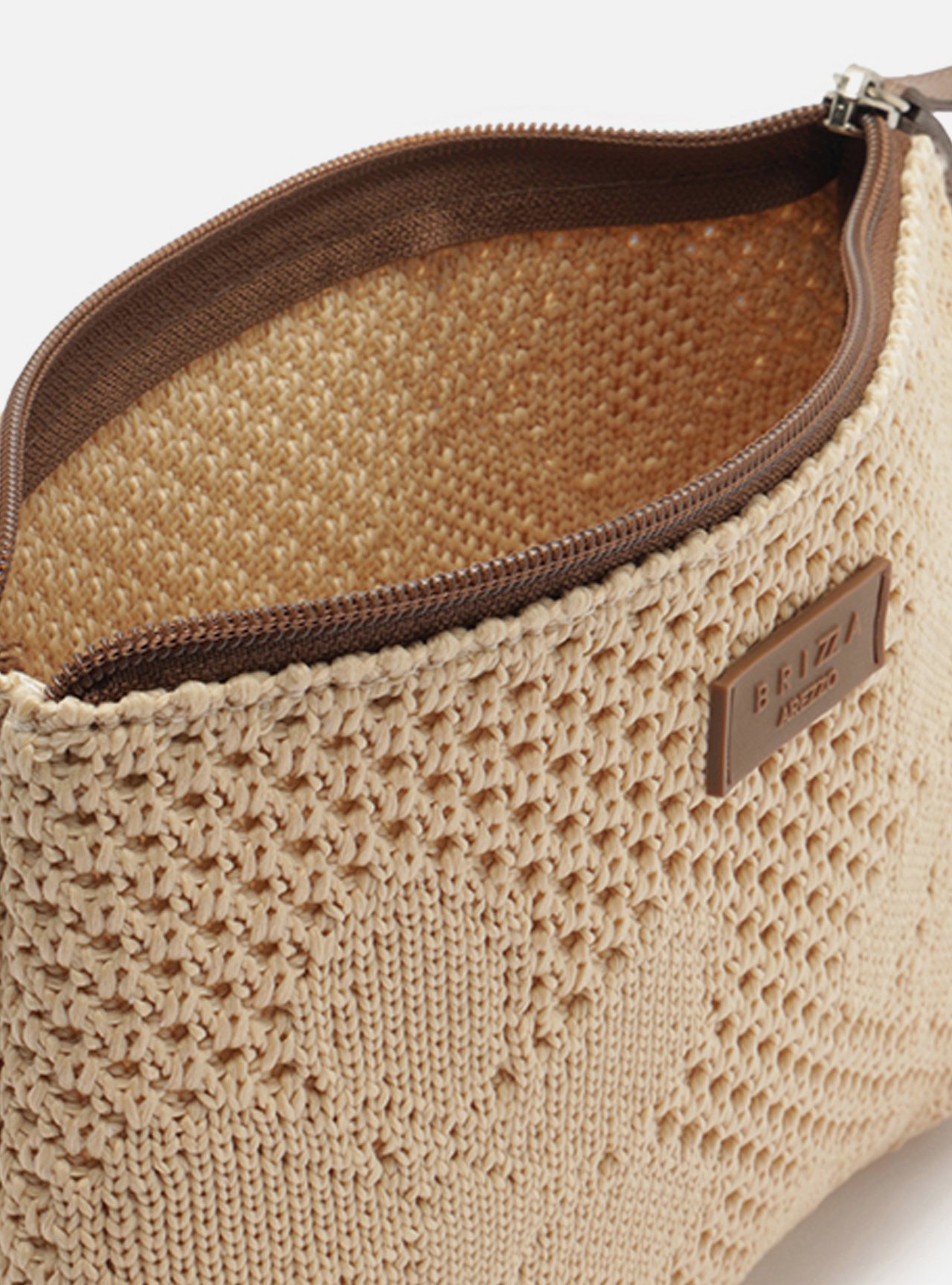 Bolsa Necessaire Nude Knit Pequena Metais Brizza — foto 3