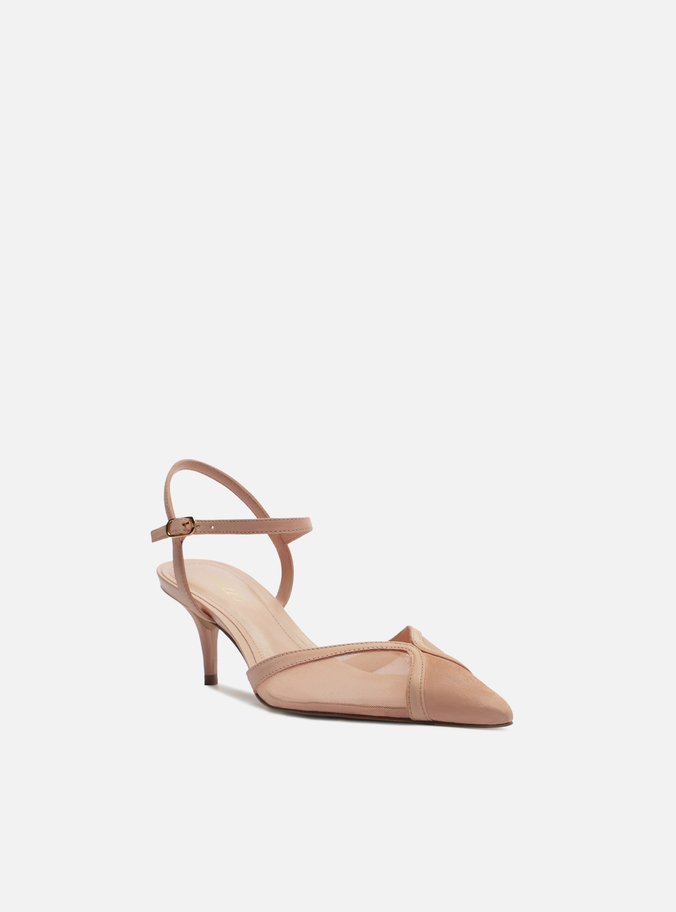 Scarpin Rosa Tela Salto Baixo