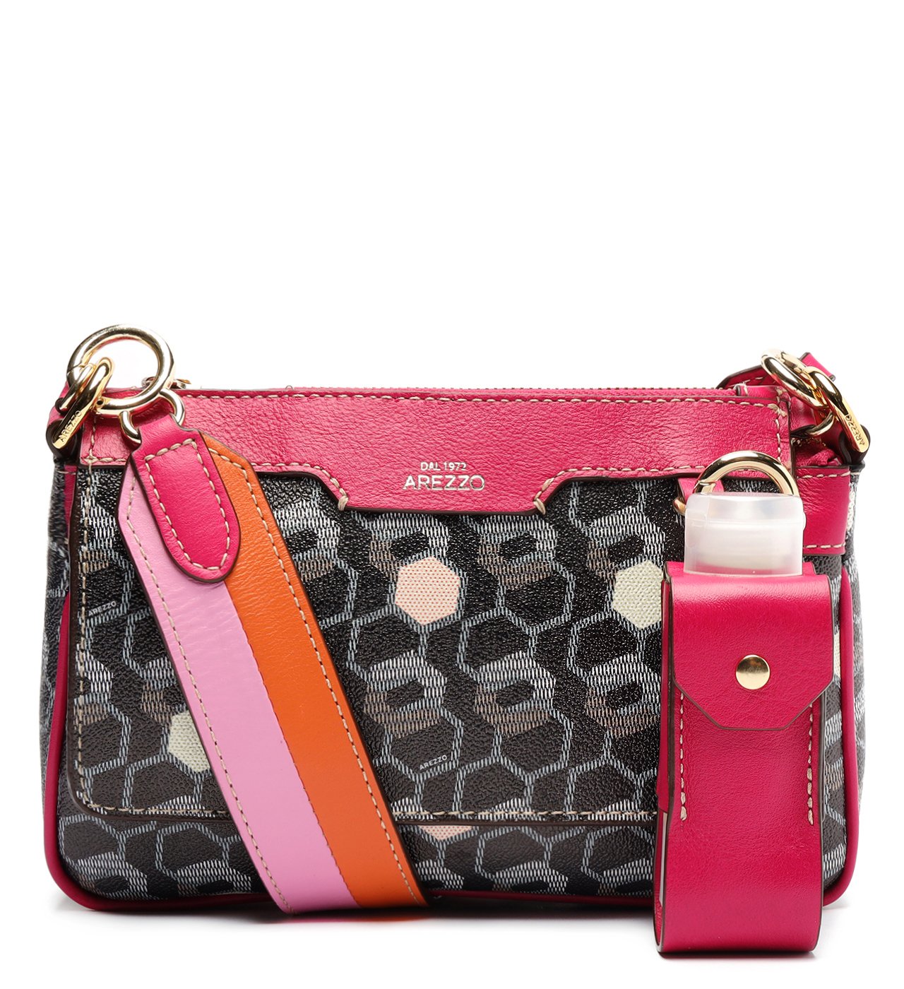 Bolsa Tiracolo Preta Bee.ZZ Sicília Média Rosa | Arezzo