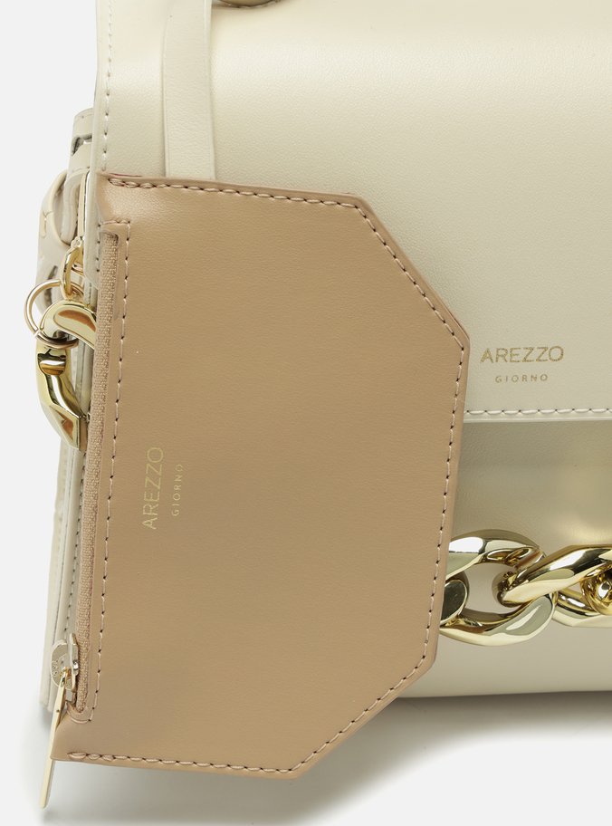 Bolsa Satchel Off-White Iara Média Bege