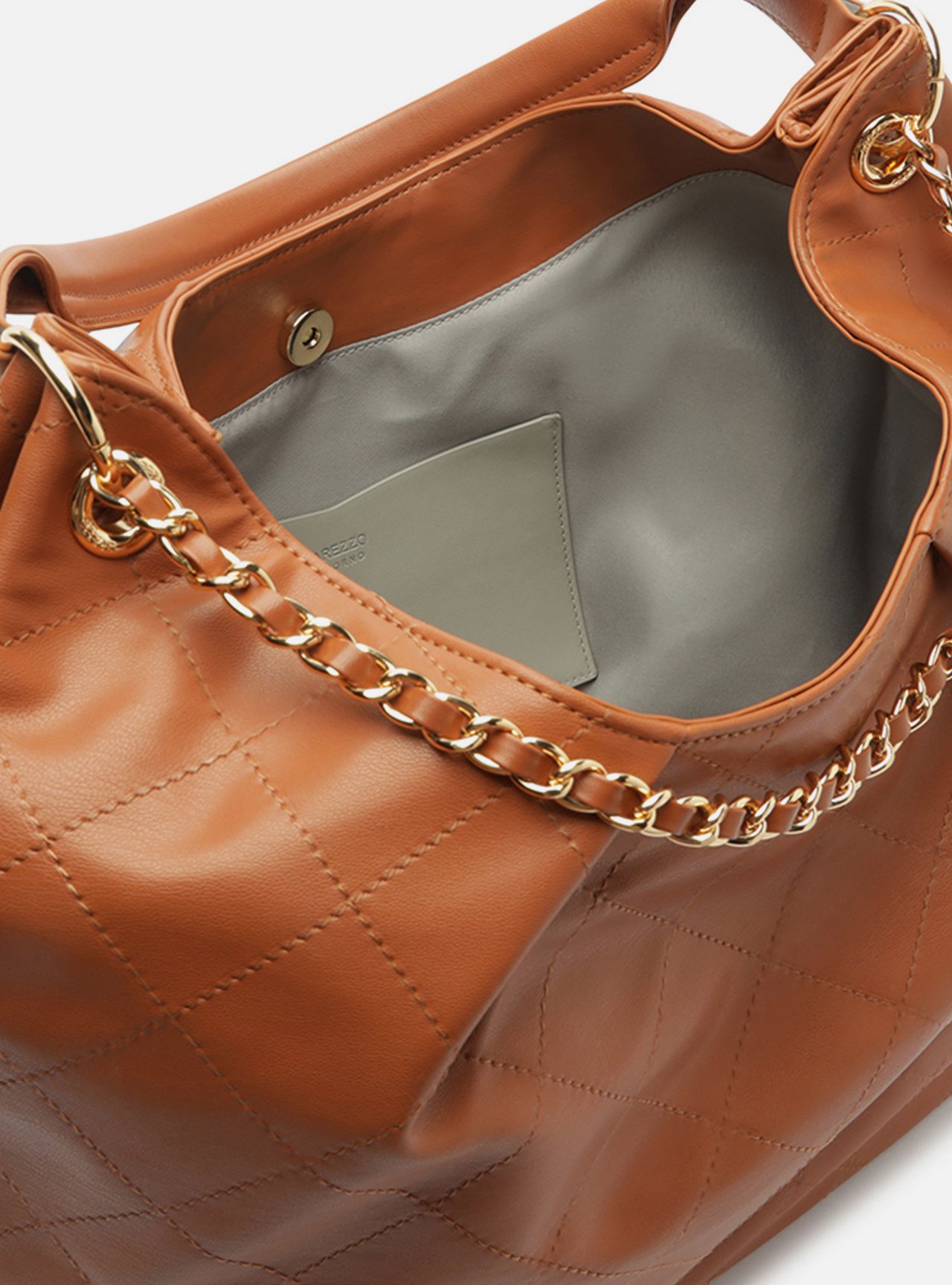Bolsa Hobo Marrom Grande Matelassê Alça Corrente — foto 4