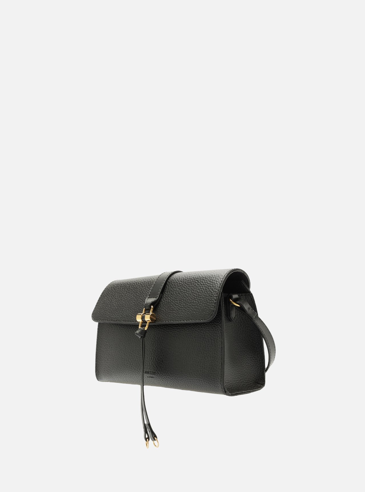 Bolsa Tiracolo Preta Pequena Detalhe Tiras Metal — foto 2