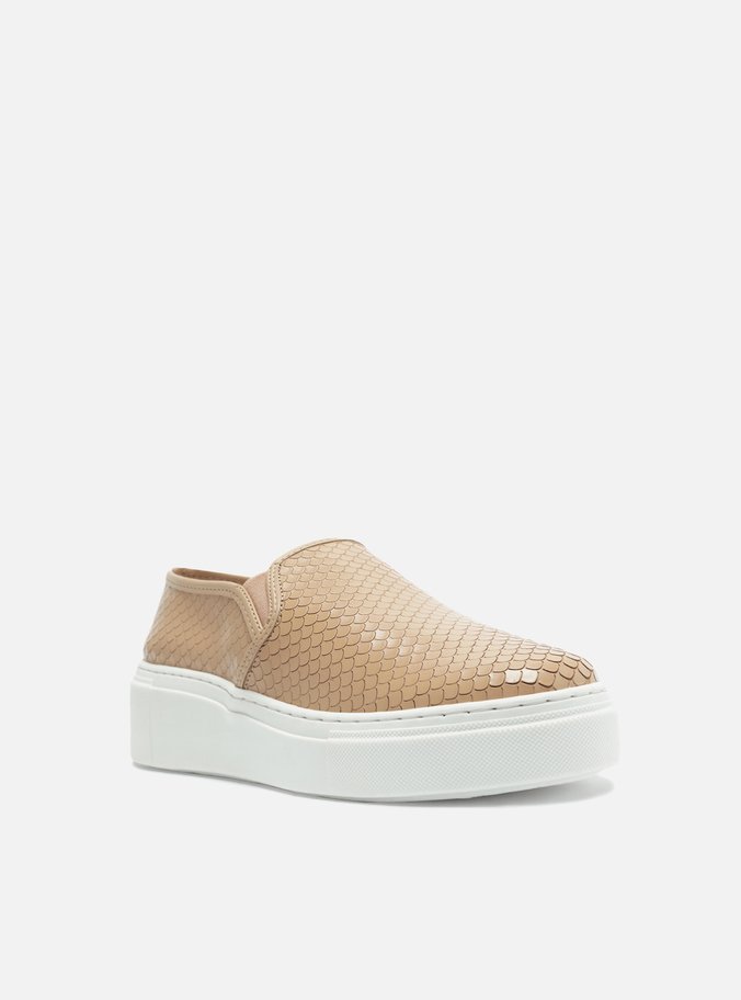 Slip On Nude Sola Alta Bico Redondo