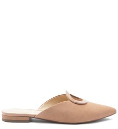 Mule Nobuck Rasteira Fivela Resina Soft Avelã