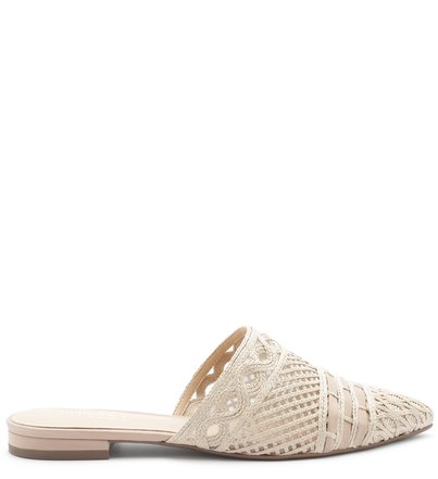 [PRÉ VENDA] Mule Ráfia Bordado Bico Fino Natural