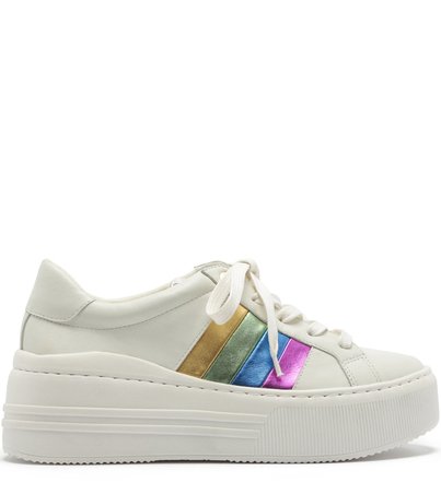 Tênis Nappa Listras Bianco e Colorido