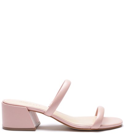 Sandália Couro Salto Bloco Tiras Bombadas Sugar Blush