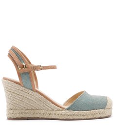 Espadrille Linho Plataforma Trançada Acqua Mint e Soft Avelã