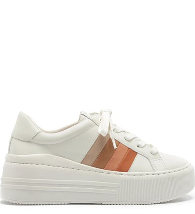 Tênis Nappa Listras Bianco e Classic Nude
