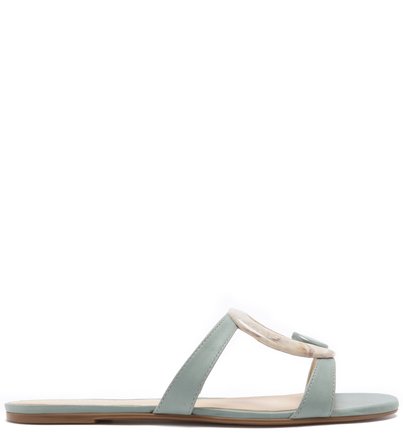 [PRÉ VENDA] Sandália Rasteira Couro Tiras Resina Acqua Mint