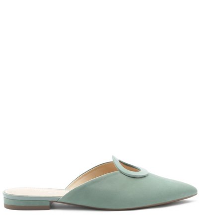 Mule Nobuck Rasteira Fivela Resina Acqua Mint
