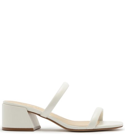 Sandália Couro Salto Bloco Tiras Bombadas Bianco